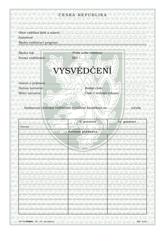 Pololetní vysvědčení